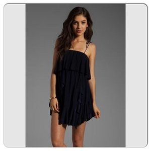 T-bags Los Angeles Navy Blue Tiered Short Mini Dress L
